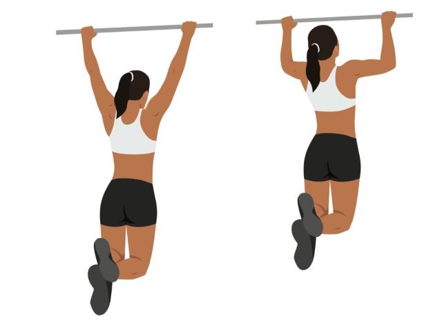 woman doing pull-ups, exercises to melt holiday weight