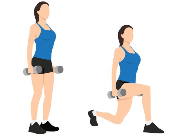 woman Weighted Lunges